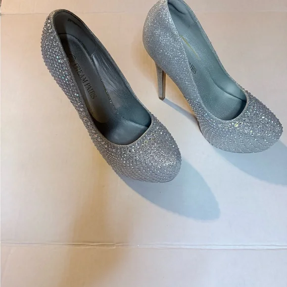 Dream Pairs Silver Crystal Platform Pumps - Women's High Heels - Picture 5 of 9